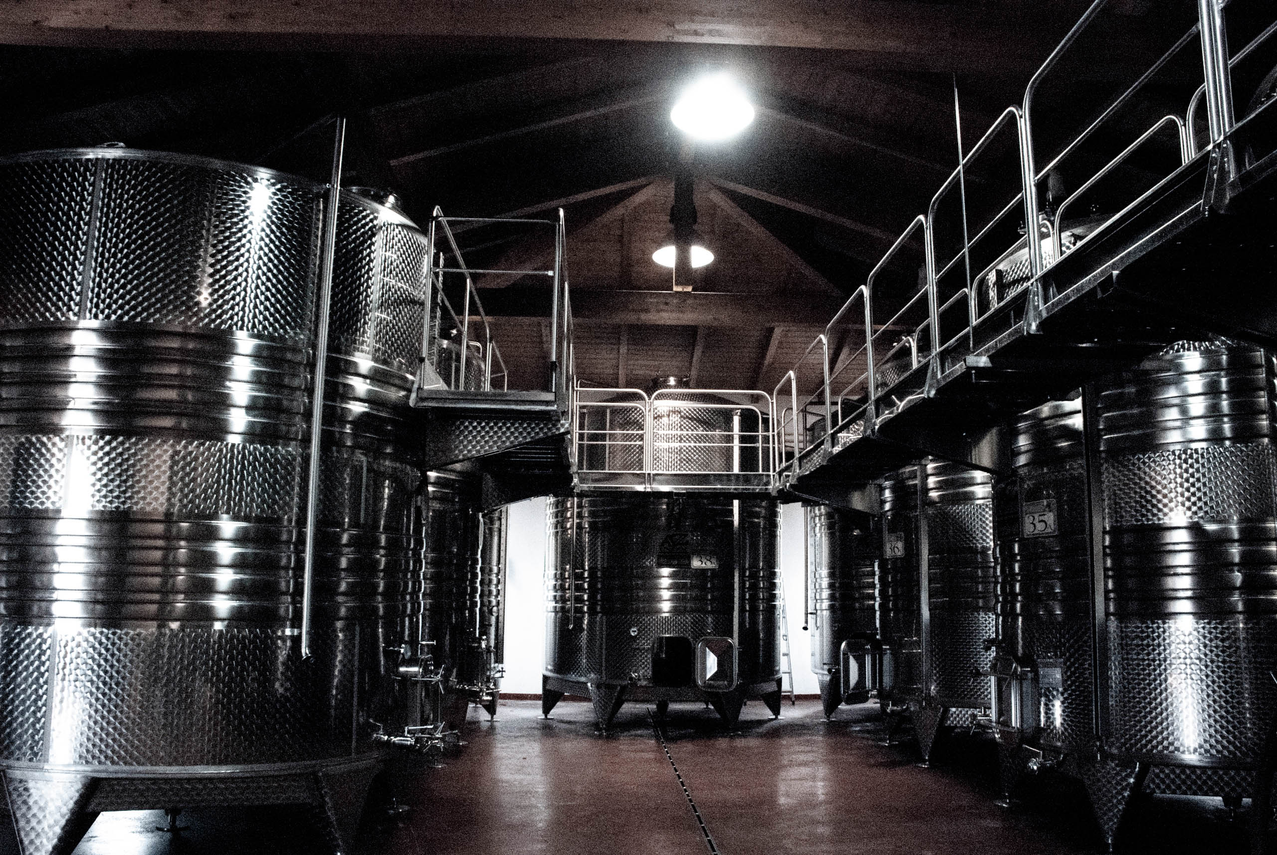 Stainless winery tanks